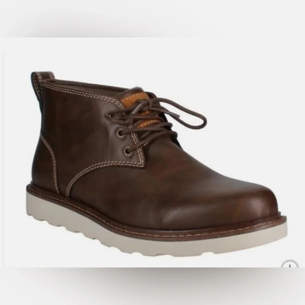 Buffalo Mens Boots Brown Chukka Memory Foam Sock Pull-Tab Padded Collar Durable